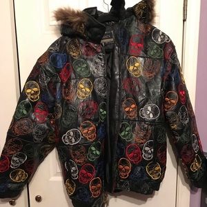Legacy Skull Leather Bomber Jacket